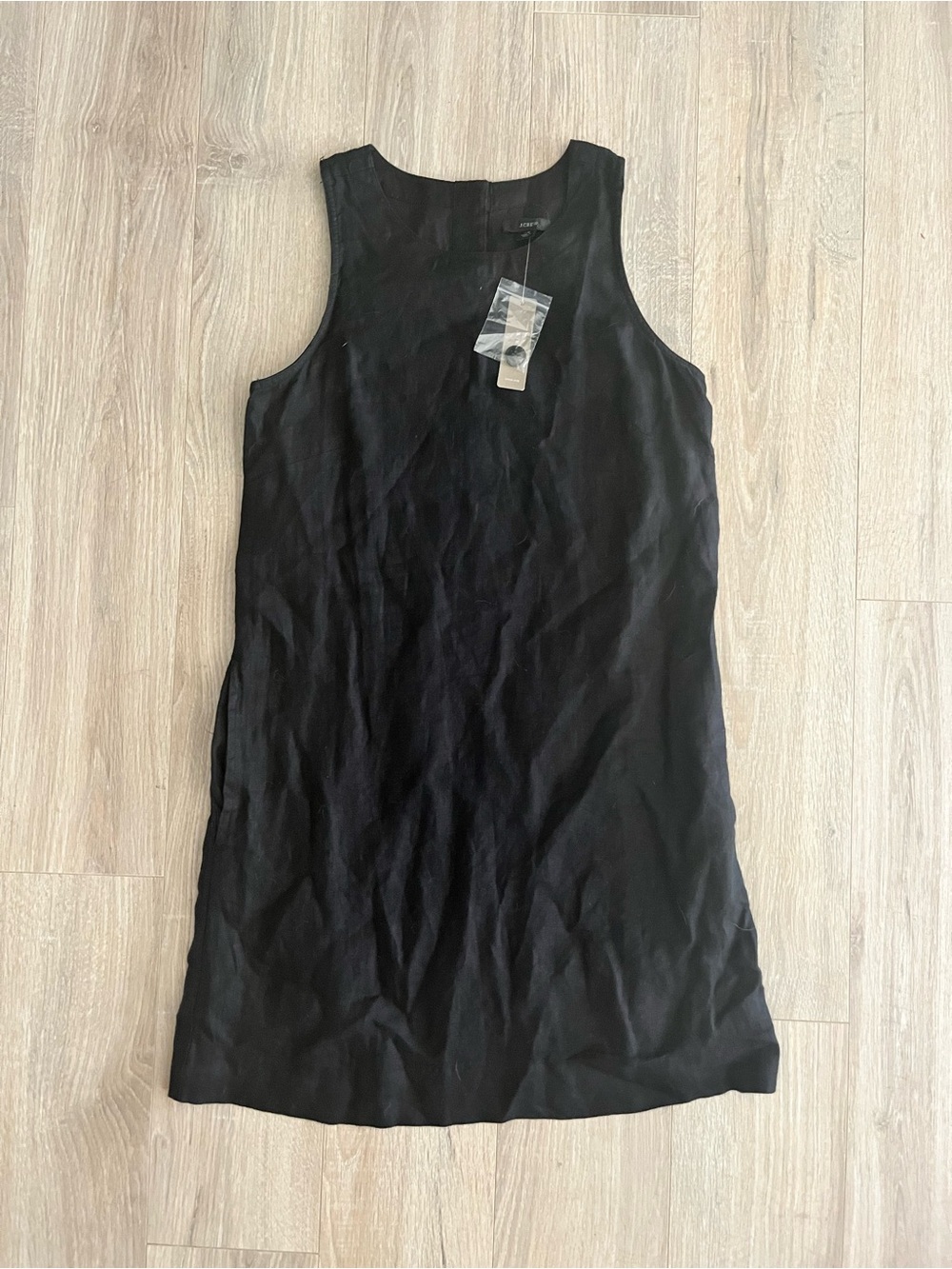 NWT J.Crew Women’s Button-back shift dress in beauchamps linen Black - Size XS